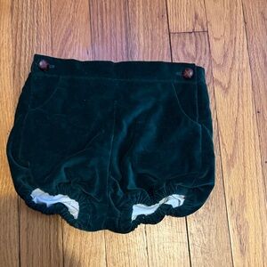 Kids Green Velvet Shorts